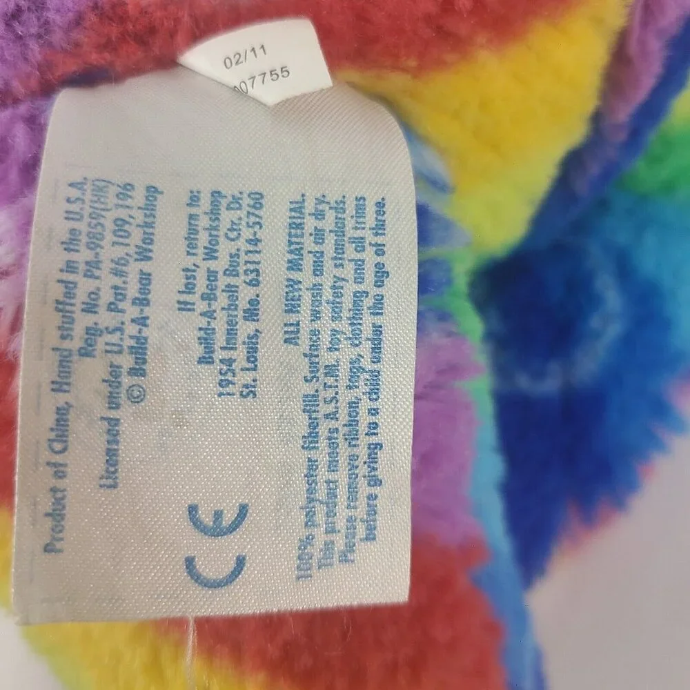 Build A Bear Rainbow Striped Rainbow Peace Sign Teddy Bear Stuffed Plush Florida